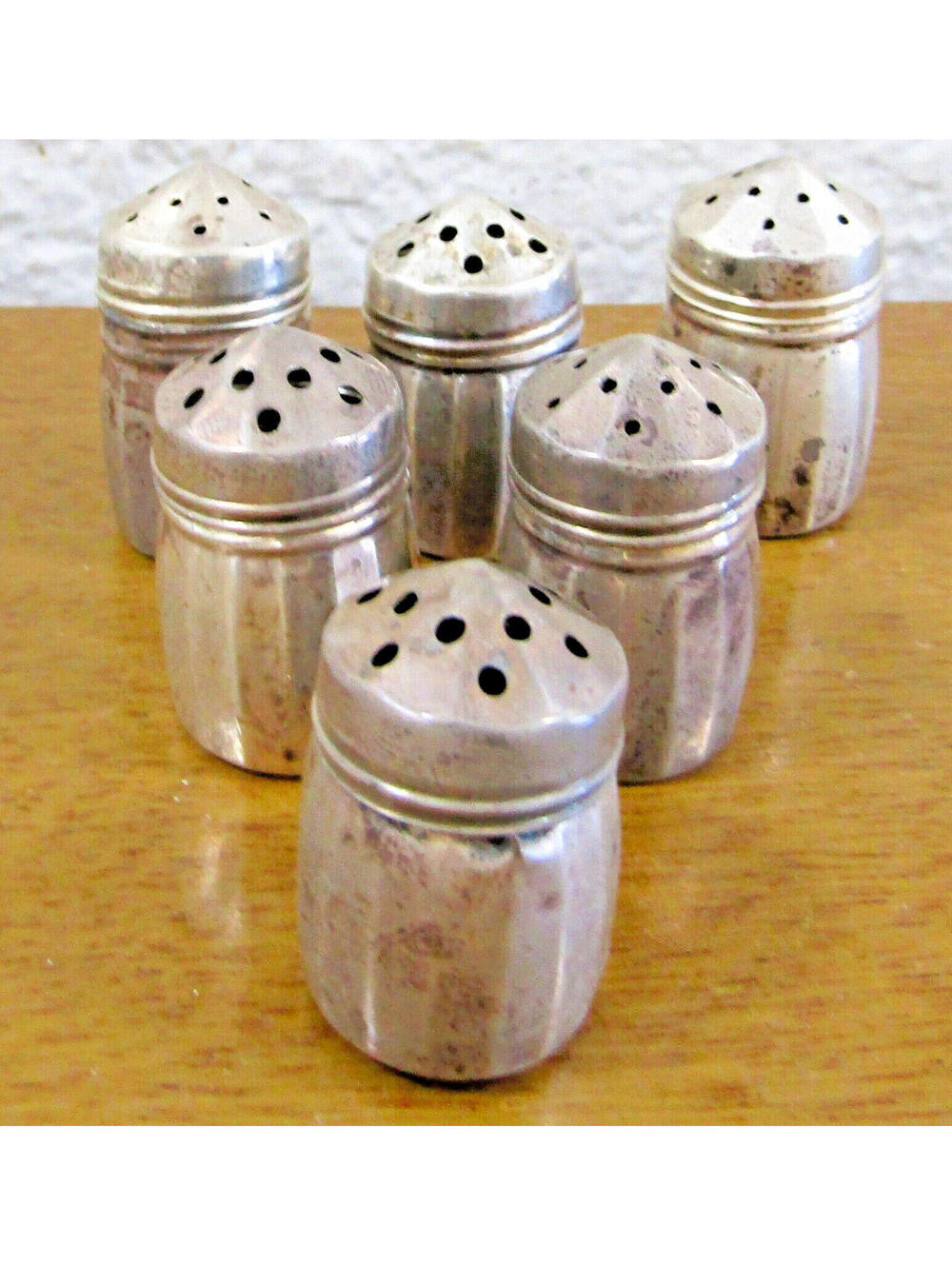 Three Antique Vincent Lollo Sterling Silver Personal Salt and Pepper Shaker Pair